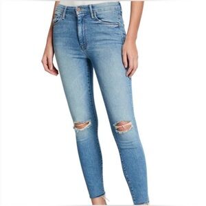 MOTHER High Waisted Looker Ankle Fray in Thrilling Shots Skinny Jeans Size 24